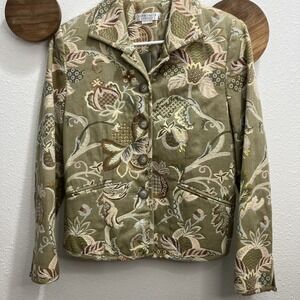 Napa Valley Petite Jacket Size PS Floral Tapestry Green Fairy Cottagecore Whimsy